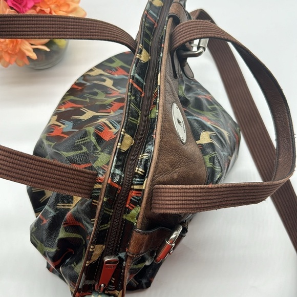 Fossil Key-Per Giraffe Theme Large Tote Bag Plastic Coated Vintage MCB6215E - Picture 10 of 13